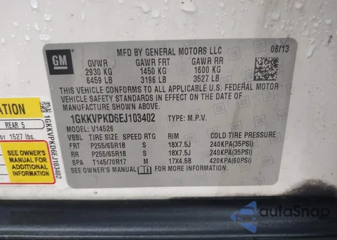 2014 GMC Acadia Sle-2 from USA, damaged, VIN 1GKKVPKD6EJ103402